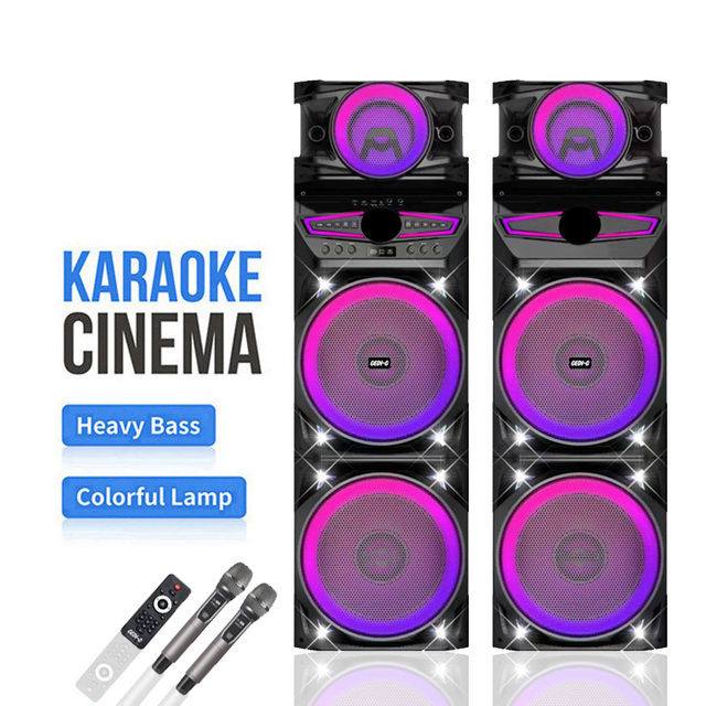 GD-3121 Dual 12 Inch Home Wooden Speaker Stereo Private Professional Wireless BT Dj Box With TWS Party Speaker