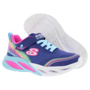 Chaussures Skechers Cosmic Glow Rainbow Beam Ps pour filles, bleu marine, lumières multicolores, style marche - Product Image 4