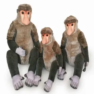 Custom Plush Proboscis Monkey ตุ๊กตาของเล่นที่สมจริงตุ๊กตานั่ง Proboscis Monkey Plush Toy