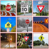 Panneau de signalisation routière à LED solaire de 28 pouces, clignotant, haute visibilité, réfléchissant, en aluminium, pour passage de voies
