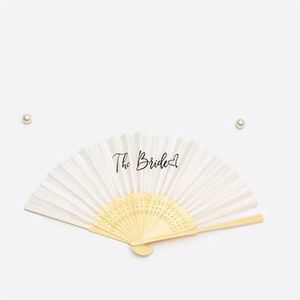 Customizable Bamboo Wedding Bridesmaid Fan <b>White</b> Black 20x34cm Party Photo Prop Ceremony Fan - Product Image 2
