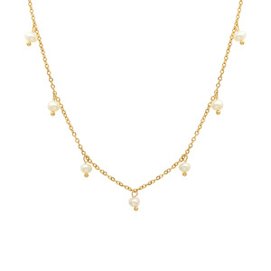 Thả Nước Tươi Vòng Nhỏ Vòng Cổ Ngọc Trai Thép Không Gỉ 18K Mạ Vàng Không Thấm Nước PVD Ins Handmade Tối Giản Cho Phụ Nữ - Product Image 1