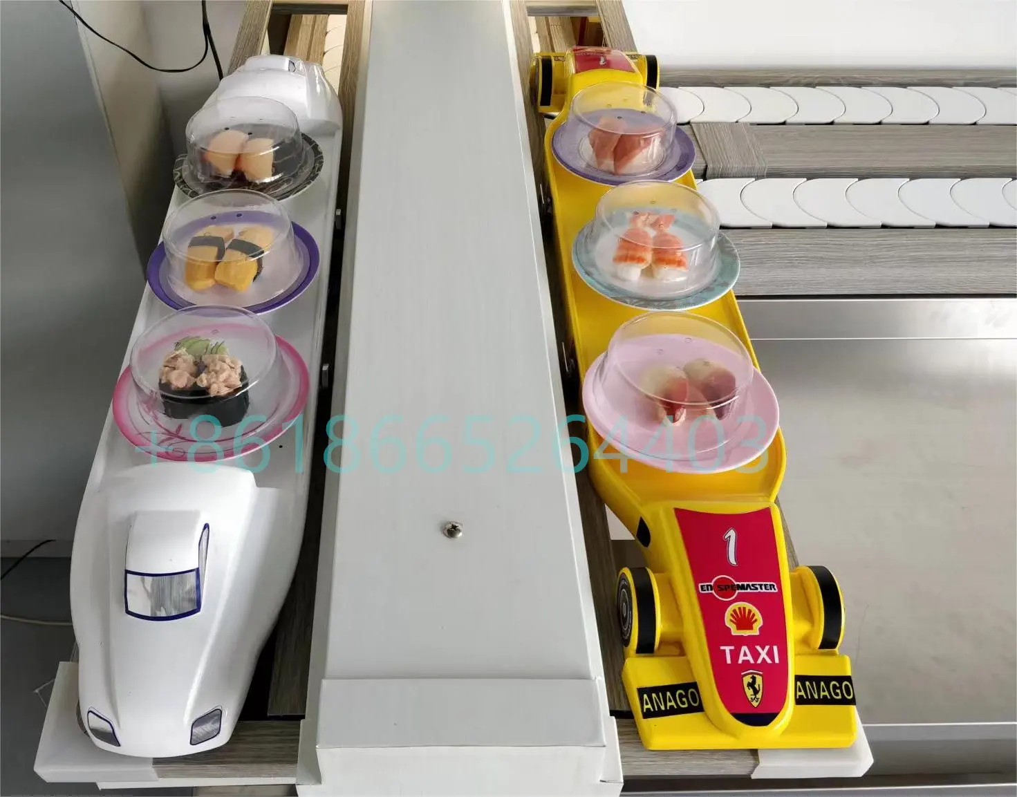 Transportador de sushi de tren bala inteligente mejor ahorro de mano de obra para restaurante