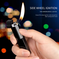Vente en gros de cigarettes allume-cigare en métal rechargeable briquets au butane à flamme réglable avec cadeaux d'affaires boîte emballée