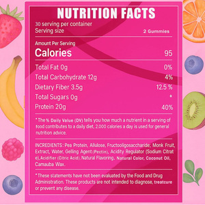 Gummies de protéines de lactosérum OEM USA Factory 12g BCAA Glutamine pour la récupération musculaire post-entraînement, énergie, sans sucre, sans OGM, GMP, sans gluten - Product Image 2