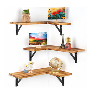 Estante de esquina flotante de hierro y Metal a la moda, estante de esquina de ducha de bambú para montaje en pared, estante de pared para Baño - Product Image 1