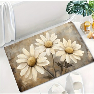 Alfombra de Baño de Diatomita - Elegante Diseño de Tres Margaritas Blancas, Antideslizante, de Secado Rápido Adecuado para Entrada, Baño - Product Image 3