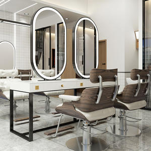 Nouveau luxe salon de coiffure miroir salon de coiffure dédié salon de coiffure marbre bureau double miroir miroir de coiffure - Product Image 3