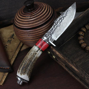 Le migliori vendite coltello da caccia portatile da esterno con manico in legno strati coltelli da sopravvivenza VG10 in acciaio di damasco coltello a lama fissa - Product Image 6