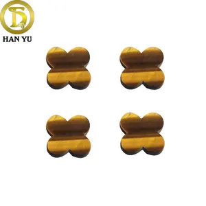 HanYu High Quality Natural Tiger Eye Factory Price Four Leaf Clover Stone For Jewelry Making