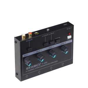 S-400 4 kênh khuếch đại tai nghe âm thanh nổi/nhà phân phối Tai nghe kim loại đen cầm tay Tai nghe khuếch đại công suất sản phẩm âm thanh - Product Image 1