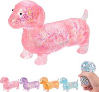 Kit de Boîtes Mystères de Jouets Squishy Teckel en TPR Souple à Paillettes de Cristal, Jouet Anti-Stress Relaxant et Surprise à Presser