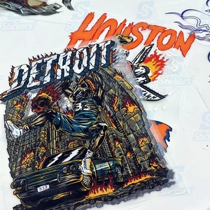 Hazır basın ısı basın Transfer etiketleri t-shirt PU serigrafi teknikleri yıkanabilir tasarım için Vintage vinil çıkartmalar - Product Image 2