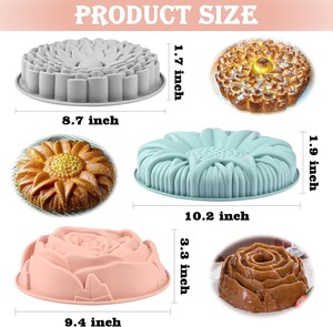 Moldes de Silicona para Pastel con Forma de Flor, 3 Piezas, Grandes, Redondos, Antiadherentes, para Pan, Tartas, Gelatina, Rosa, Girasol, Crisantemo - Product Image 3