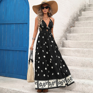 Vestido de Verano 2026, Estilo Retro, Sexy, para la Playa, con Escote Amplio, Espalda Descubierta, sin Tirantes, Estampado, para <span class=keywords><strong>Mujer</strong></span> - Product Image 2