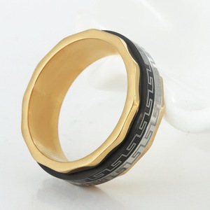 yunnique <b>Titanium</b> Steel <b>Ring</b> Geometric Pattern Gold Unisex Fashion Jewelry Gift - Product Image 4