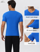 Fieste OEM LOGO Manufacturer V-neck Breathability Muscle Tapered Fit Workout Training Mens Compression Shirt