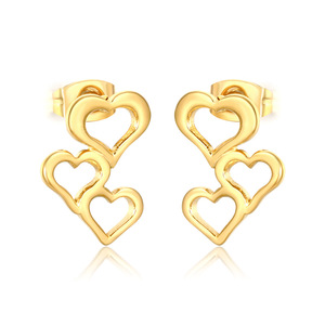 Pendientes con forma de corazón, chapados en oro de 18k, aleación de zinc, poste de acero inoxidable para mujer, regalo, joyería de moda - Product Image 1