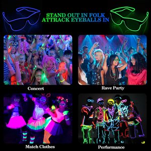 Gafas LED Personalizadas de un Solo Color, Marco Cuadrado con Luz <span class=keywords><strong>EL</strong></span>, Decoración Personalizada para Fiestas, Ramadán, Graduación, Día de San Valentín, Flash - Product Image 4