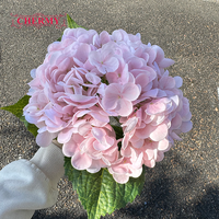 Bunga Hydrangea Sutra Buatan Warna Pink Lembut Tangkai Tunggal Kepala Besar untuk Dekorasi Pernikahan & Rumah