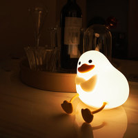 Lampe de chevet mignon caneton Rechargeable 7 couleurs Clap veilleuse pour enfants Silhouette scènes de nuit pour un sommeil calme