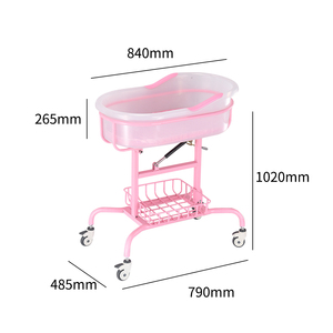 Medical Grade Plastic Transparent Bassinet Basket Baby <strong>Crib</strong> Trolley CE ISO Certified Stainless Steel/ABS Hospital Customizable - Product Image 2