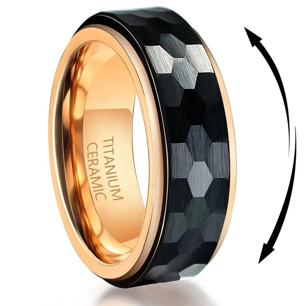 Hot Bán thiết kế Titan gốm kim cương cắt người đàn ông thần tài Vòng spinner vòng cho nam giới Wedding Bands