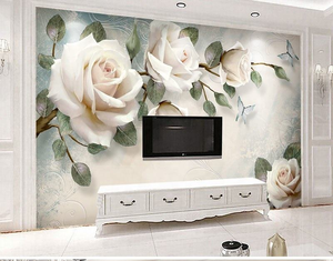 Carta da Parati 3D Murales con Fiori di Rose Bianche Design Reale Romantico e Accogliente per Hotel - Product Image 3