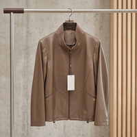 2026 Neuerscheinung Damen Echtleder-Jacke mit Stehkragen, Reißverschluss und Kordelzug am Saum, Kurze Jacke, Lässige Oberbekleidung