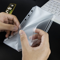 Lot de 12 pochettes A6 transparentes givrées à 3 couches, double pochette en PVC à ouverture latérale, 6 trous, étanches, résistantes aux déchirures, sans acide, pour classement