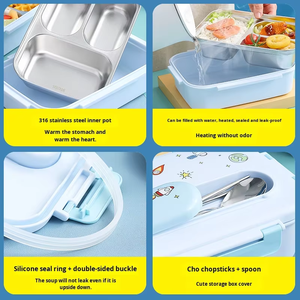 Boîte <span class=keywords><strong>Bento</strong></span> Micro-ondable avec <span class=keywords><strong>Sac</strong></span>, 2 Compartiments Isolés, en Acier Inoxydable 316, Ensemble Boîte à Lunch pour Enfants avec <span class=keywords><strong>Sac</strong></span> et Couverts - Product Image 4
