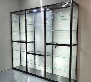 ตู้โชว์สินค้าโครงอะลูมิเนียมแบบประกอบเอง พร้อมอุปกรณ์เสริม ตู้โชว์สินค้าแบบไม้พร้อมไฟ LED และกุญแจล็อค - Product Image 1