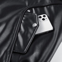 Blouson Bomber Unisexe en PU, Coupe Destructurée Vintage, Coupe-Vent, Fermeture Éclair, Style Motard Tendance, Effet Délavé, Coupe Ample, Automne