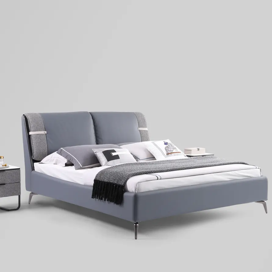 Schlafzimmer möbel Set Designer Leder Luxus moderne King Size Holz Königin italienische Griffe Massivholz Multifunktions-Aufbewahrung sbett