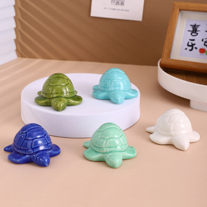 Figura de Tortuga de Cerámica de Artes Místicas, Mini Decoración para Acuario, Adorno de Escritorio, Decoración Artesanal de Animal 3D - Product Image 3
