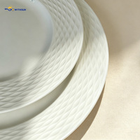 Nouvel ensemble de vaisselle en porcelaine fine de 20 pièces, texture ondulée en relief, assiettes plates, assiettes à salade, bols et tasses en céramique pour usage domestique quotidien