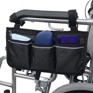 Sac de rangement latéral pour fauteuil roulant ou poussette avec bande réfléchissante, sac de rangement suspendu pour fauteuil roulant, sac cube - Product Image 1