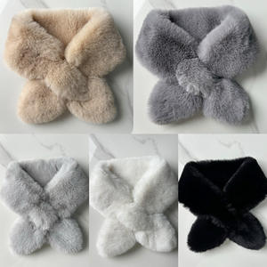 Écharpe en fausse fourrure de lapin Rex carrée, épaisse, tendance, pour l'hiver, chaude, en peluche croisée - Product Image 3