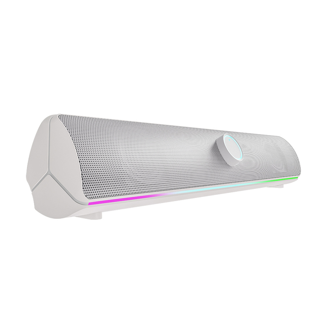 White USB Powered Wireless RGB Light Gaming Speakers Desktop AIO Projector EQ for Movie Music Game Bass for Computer Soundbar