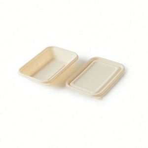 Lonchera Clásica Desechable de Almidón de Maíz, Biodegradable, para Comida para Llevar, con Tapa, Blanca, 20.3x20.3cm, Reciclable - Product Image 2