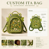 Sac Ita multifonctionnel De Bang en cuir PU, étanche, avec insert, design personnalisable en forme de grenouille, mignon et kawaii, pour l'affichage de badges
