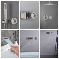 Robinet de douche thermostatique à 3 poignées en laiton brossé, jet de pluie moderne, affichage numérique de la température, combinaison libre
