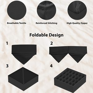 4 Set Foldable Fabric Underwear <b>Drawer</b> Organizer Dividers <b>for</b> Closet Organization and <b>Storage</b> - Product Image 4