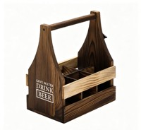 Porte-bouteille de bière en bois gravé avec logo personnalisé, sac de transport en bois pour la maison, la cuisine et les pique-niques