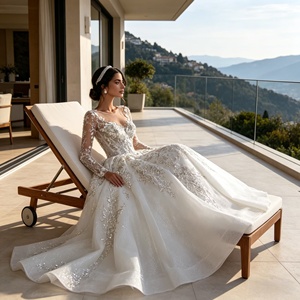 Abito <span class=keywords><strong>da</strong></span> sposa moderno ed elegante, nuovo stile primaverile, alla moda, sexy, snellente, in pizzo, con strascico, taglia <span class=keywords><strong>XL</strong></span> - Product Image 3