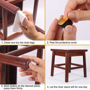 Tapis en feutre auto-adhésif réutilisable et résistant pour les pieds de chaise et de table - Protection du sol - Product Image 4