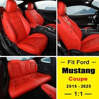Ensemble complet personnalisé 2015-2025 Ford Mustang housses de siège de voiture protecteur en cuir imperméable 9 pièces accessoires de voiture rouges