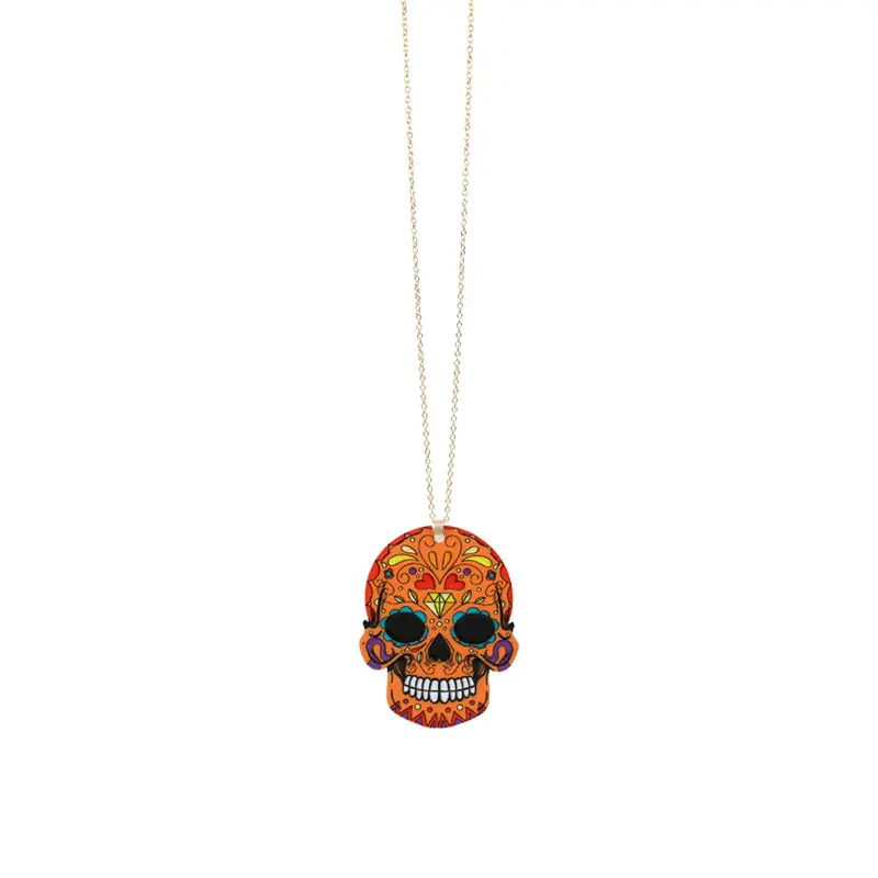 Cabeza de fantasma de hip-hop para Halloween, joyería acrílica personalizada, Cráneo, huesos cruzados, collar de pareja