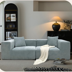 Conjunto de sofá de bloque de terciopelo de pana estilo crema perezoso nórdico sala de estar tela tapizada Decoración Para apartamento compresión al vacío - Product Image 3