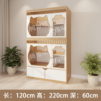 Villa pour chat en bois haut de gamme avec enclos en verre et arbre à chat pour usage intérieur, comme maison pour animaux, espace pour chat, enclos extérieur et hôtel pour chats